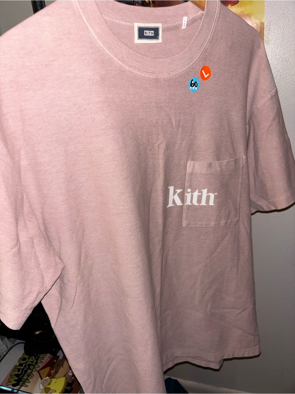 Kith Pocket Tee in Soft Dusty Pink with White Logo